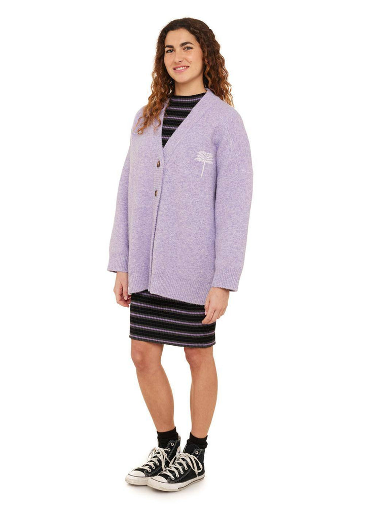 Lavender Sisstr Maggie Gilet with front buttons and chest jacquard design.