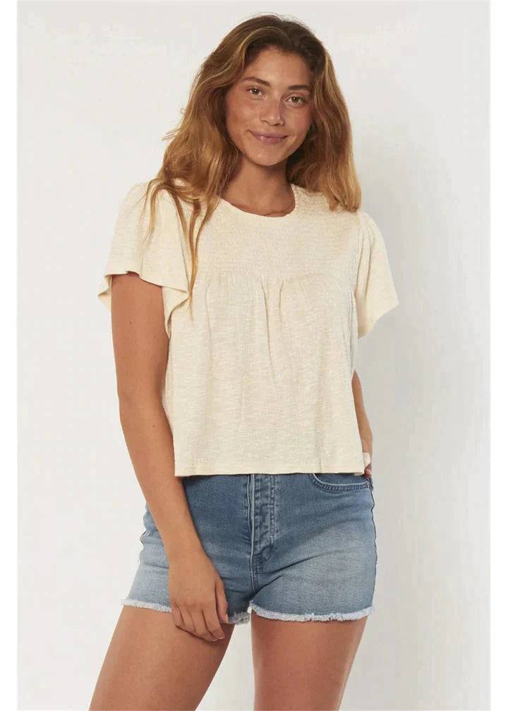 Sisstrevolution Sisstrevolution Kinsley S/S Knit Top - Sea Salt