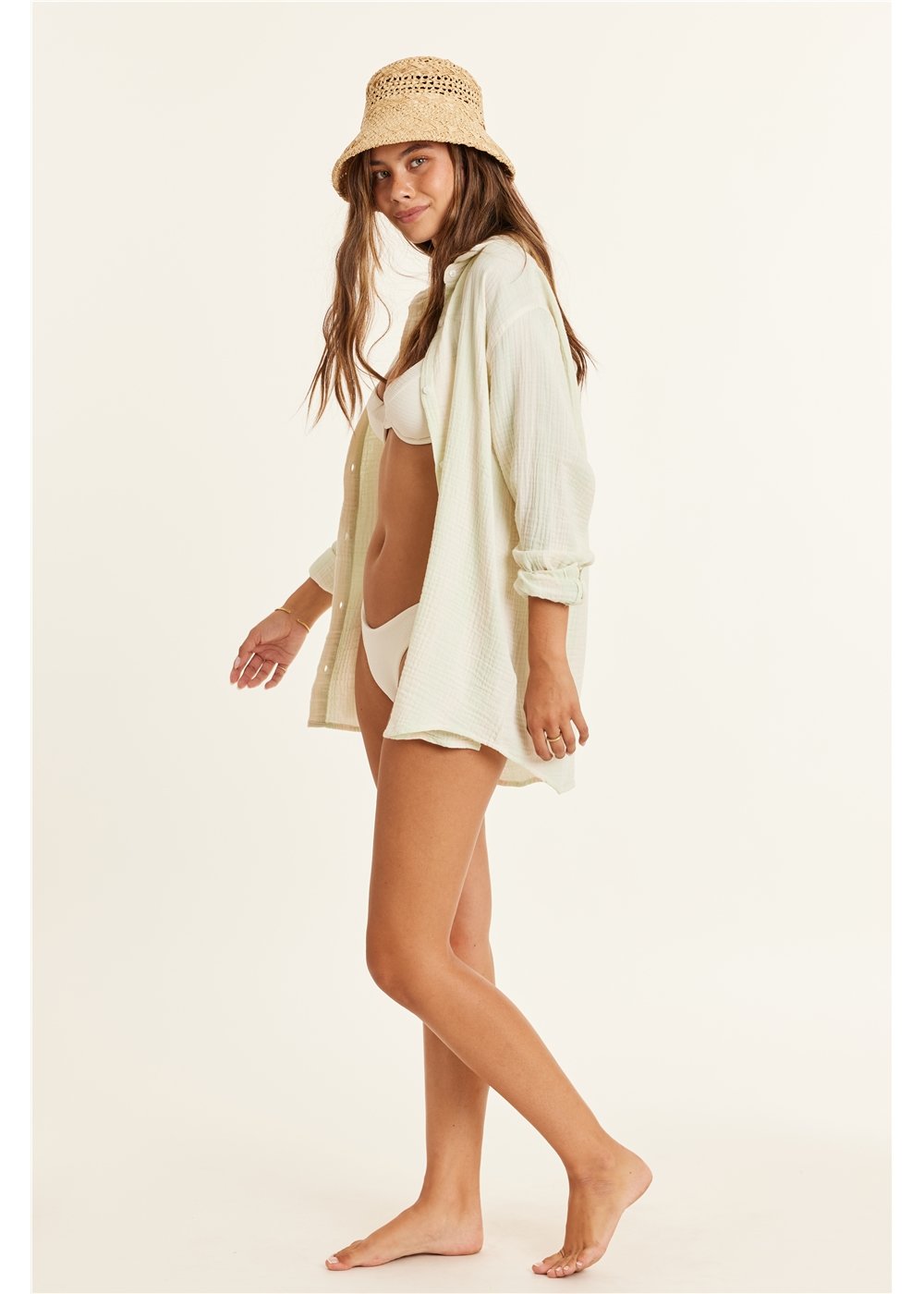 Sisstrevolution Mile Long Sleeve Woven Top - Sea Mint