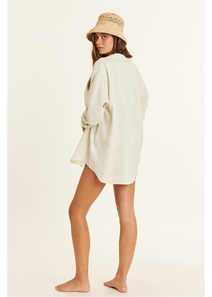 Sisstrevolution Mile Long Sleeve Woven Top - Sea Mint