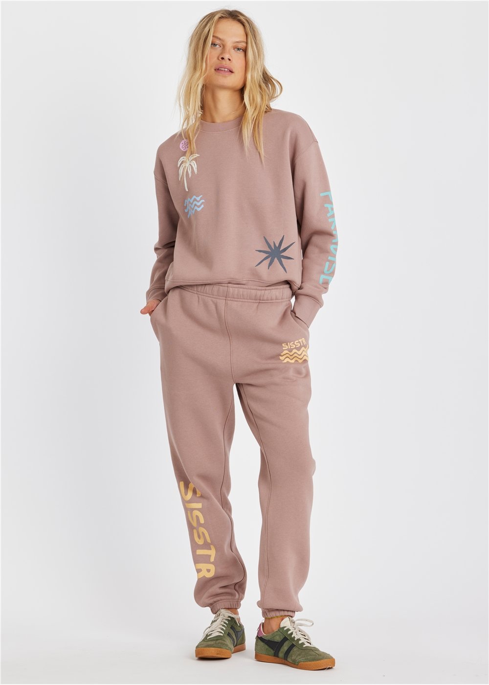 Sisstrevolution Surf Long Sleeve Fleece Crew - Sweet Clay