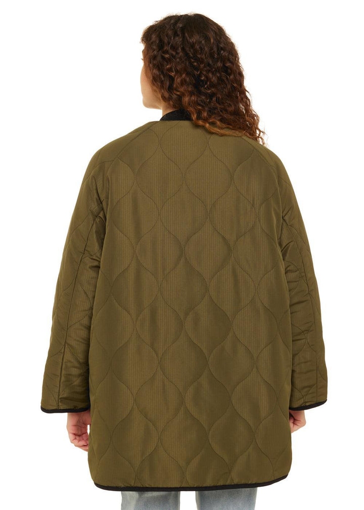 Back view of Sisstr Jane Jacket in olive green with quilted design.