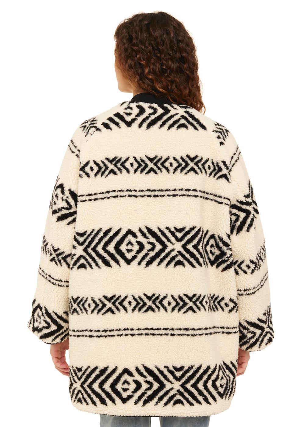 Back view of Sisstr Jane Jacket in cream with black geometric patterns.