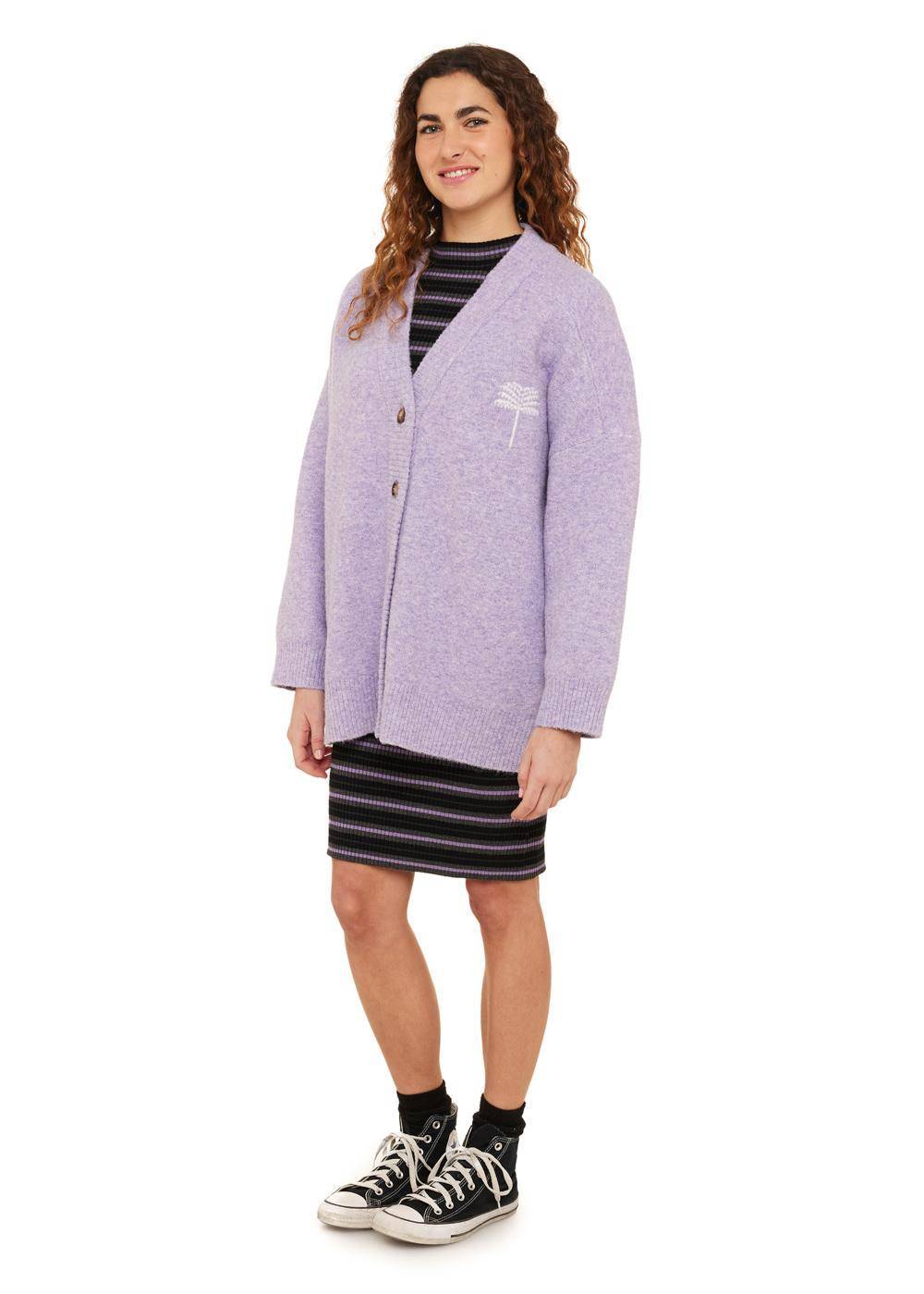 Lavender Sisstr Maggie Gilet with front buttons and chest jacquard design.