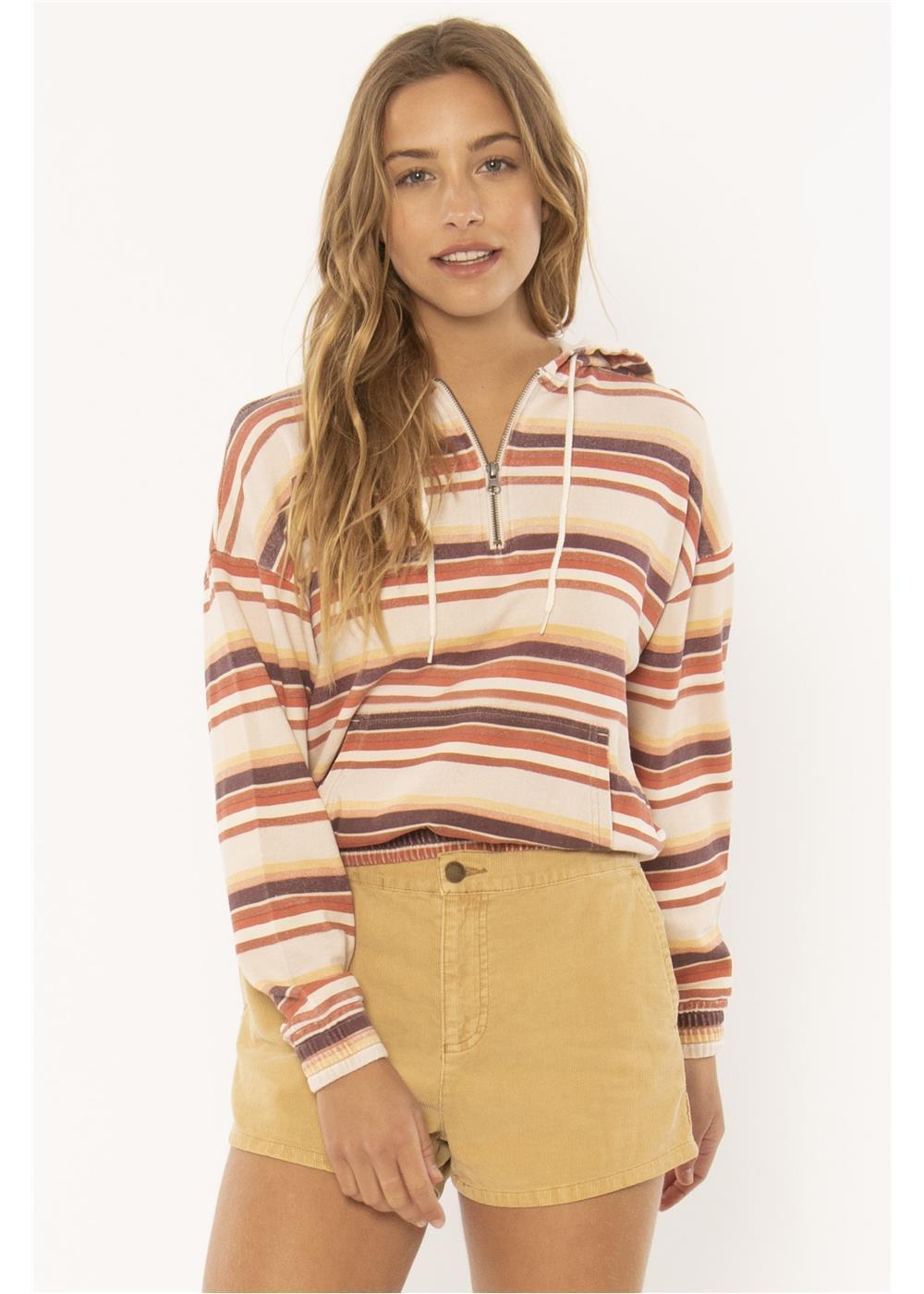 Striped Sisstrevolution Rushin Tides L/S Knit Hoodie for women.