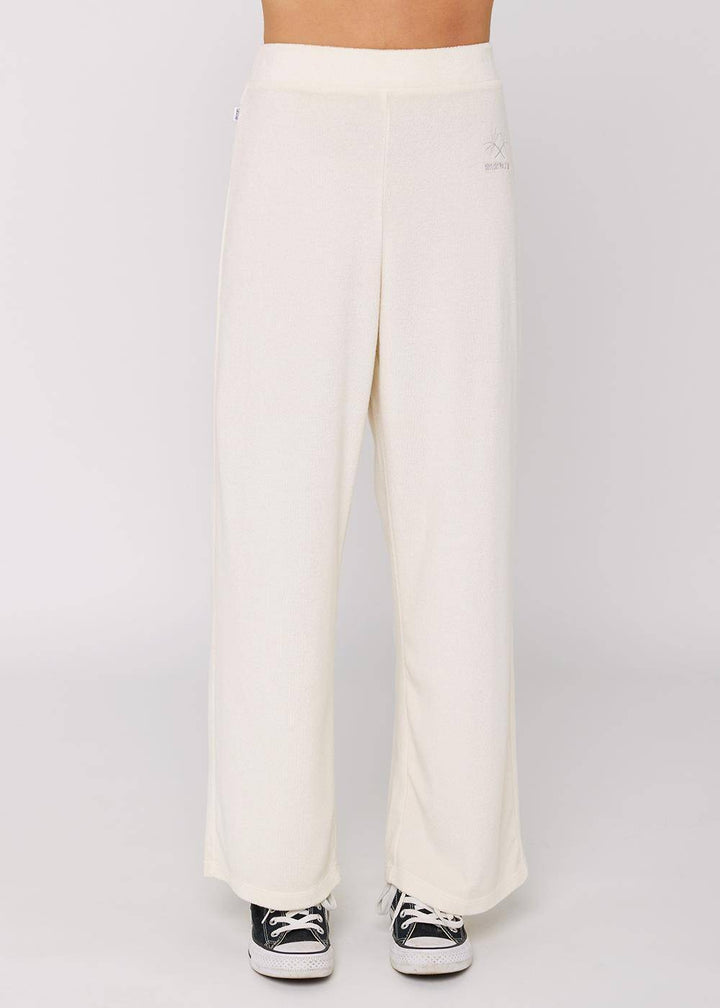 Sisstrevolution Sofia Pant in Sea Salt, front view of soft white ladies trousers.