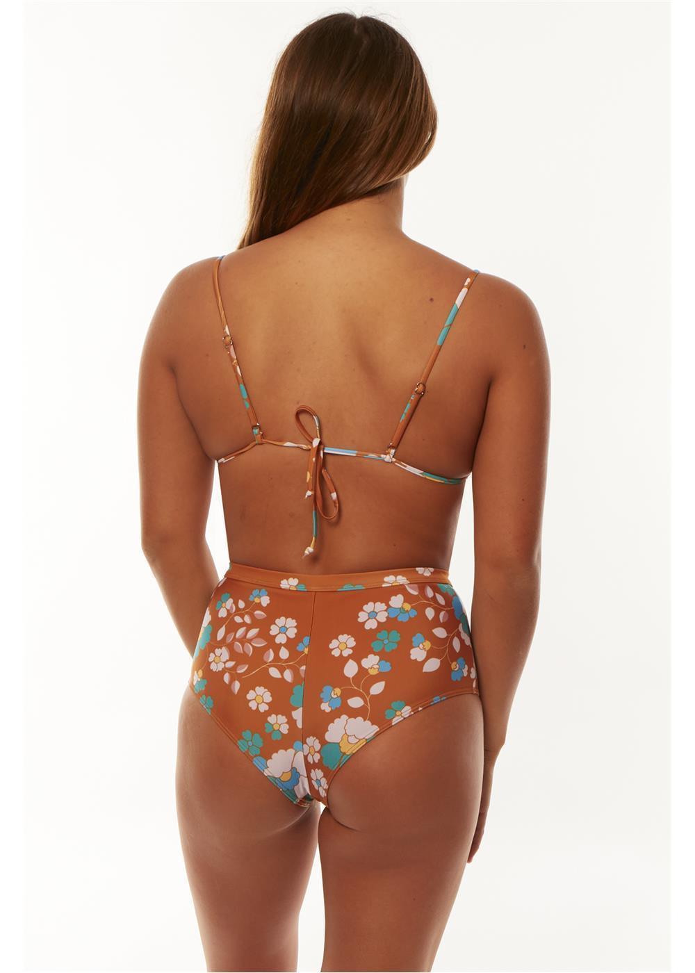 Sisstrevolution Swell Bayamo Bandeau Top with floral print, back view.