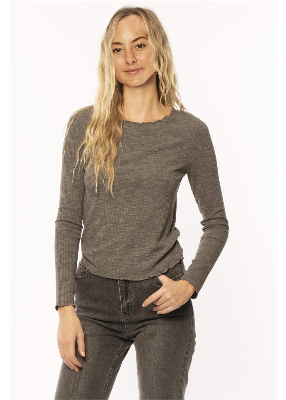 Sisstrevolution Sisstrevolution Angelica Knit Top - charcoal heather