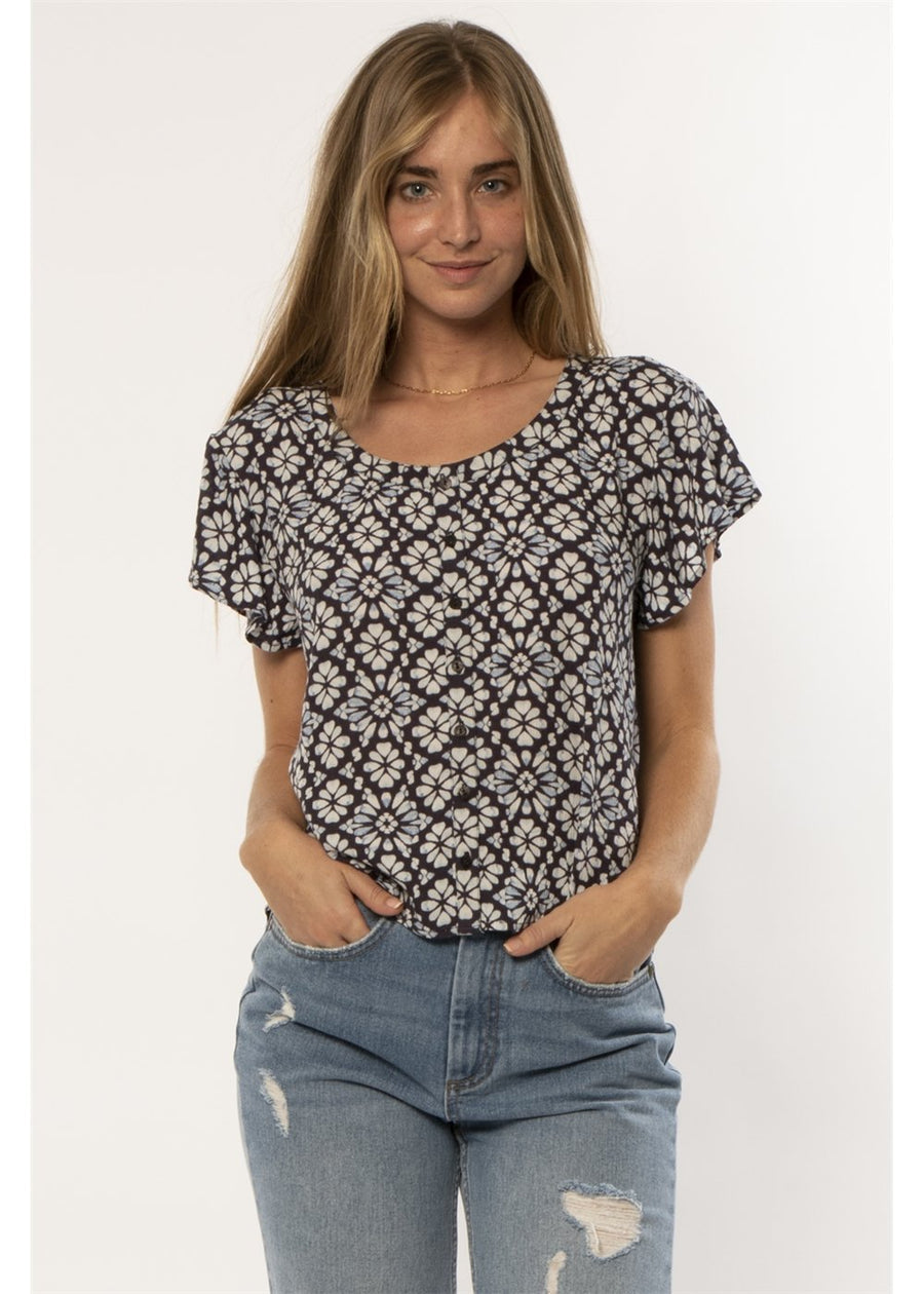 Sisstrevolution Sisstrevolution Electric Love SS Woven Top - Starlight