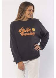 Sisstrevolution Sisstrevolution Hello Sunshine Crew Knit Fleece - Charcoal