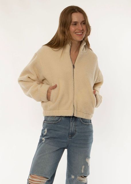 Sisstrevolution Chiara Jacket in vintage white, cozy zip-up design.