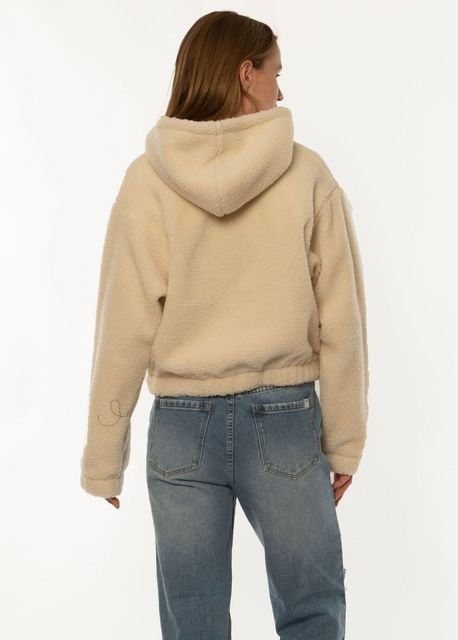 Back view of Sisstrevolution Chiara Jacket in vintage white with hood.